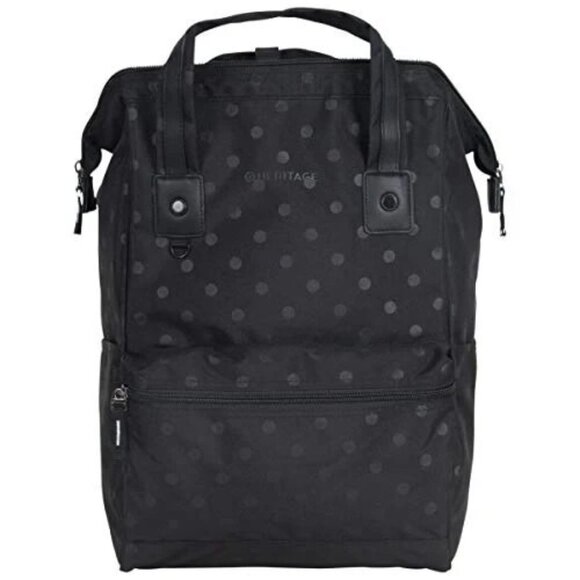 Heritage Travelware Polka Dot 15" Laptop Backpack Black Multi Compartments NWT - Picture 9 of 9